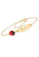 delightful 18k yellow gold red black enamel ladybug ID bracelet for babies
